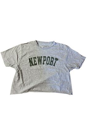 Obsessive Love "Newport" Collegiate Graphic Crop Top - Grey - Size Large